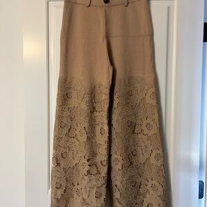 Chic Tan Lace Women's Wide Leg Pants